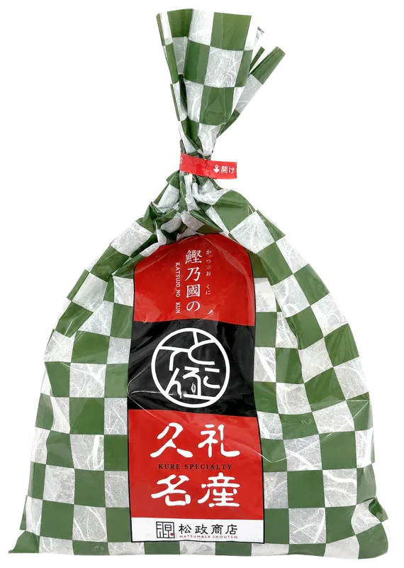 市松柄の袋入りところてん（松政商店・久礼名産）